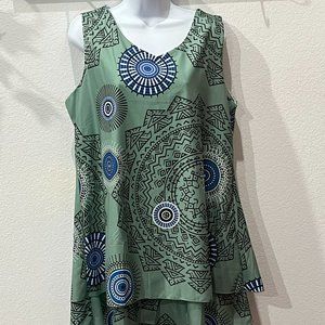 Green Tiki Print Dress